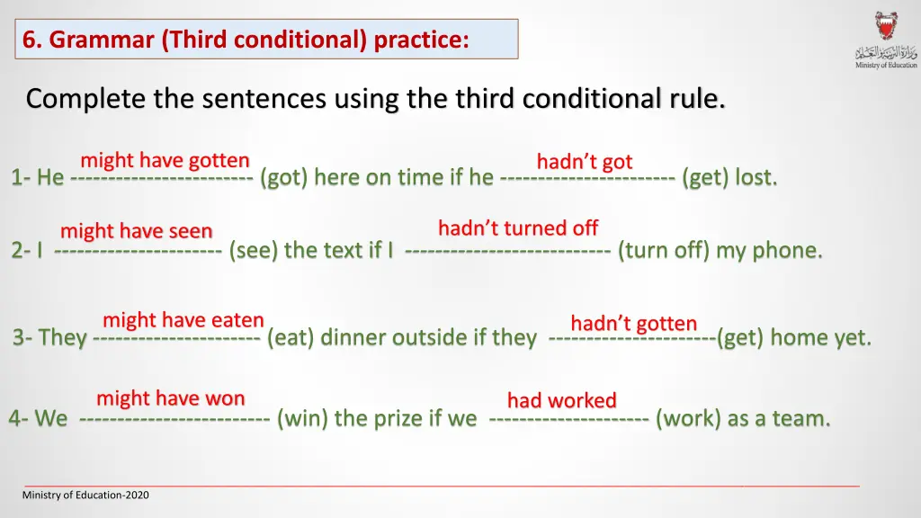 6 grammar third conditional practice 1