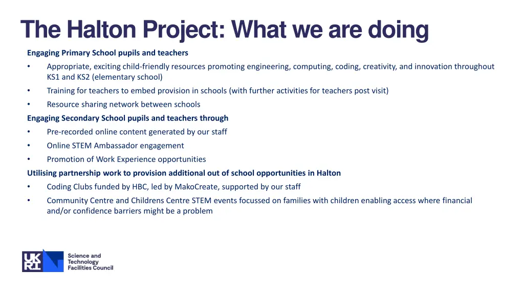 the halton project what we are doing