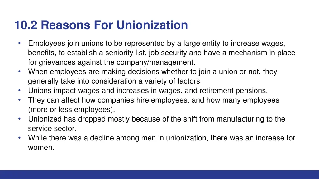 10 2 reasons for unionization