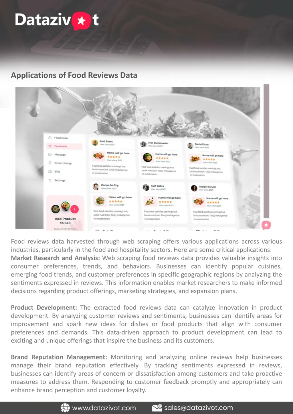 applications of food reviews data