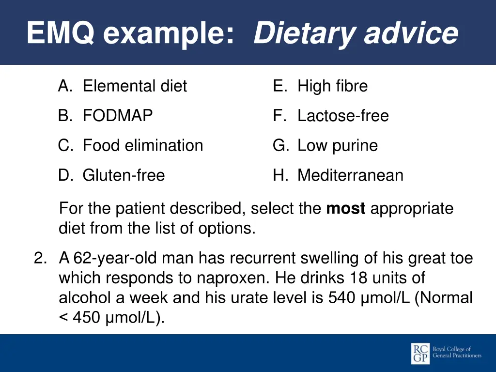 emq example dietary advice 1