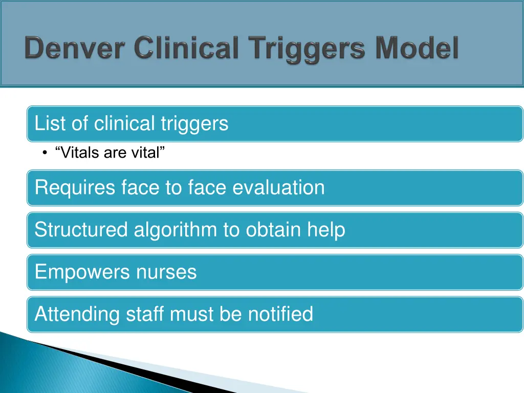 list of clinical triggers