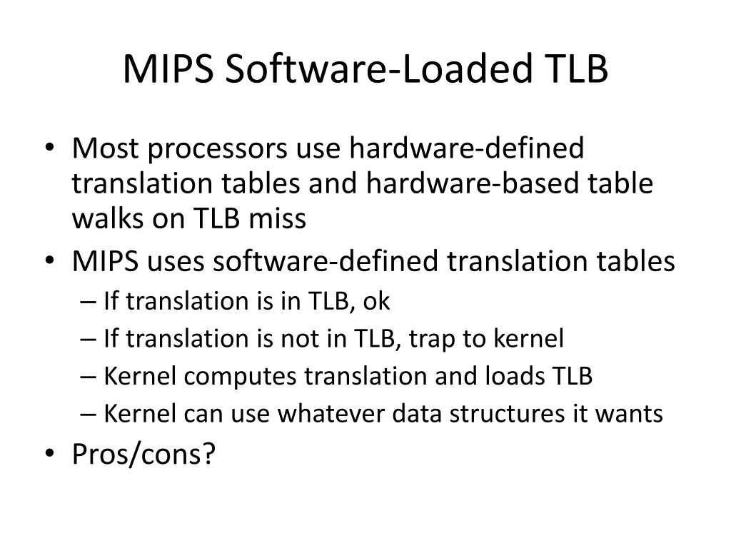 mips software loaded tlb