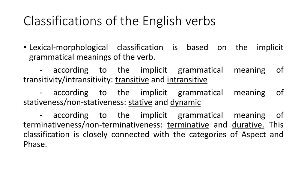 classifications of the english verbs 1