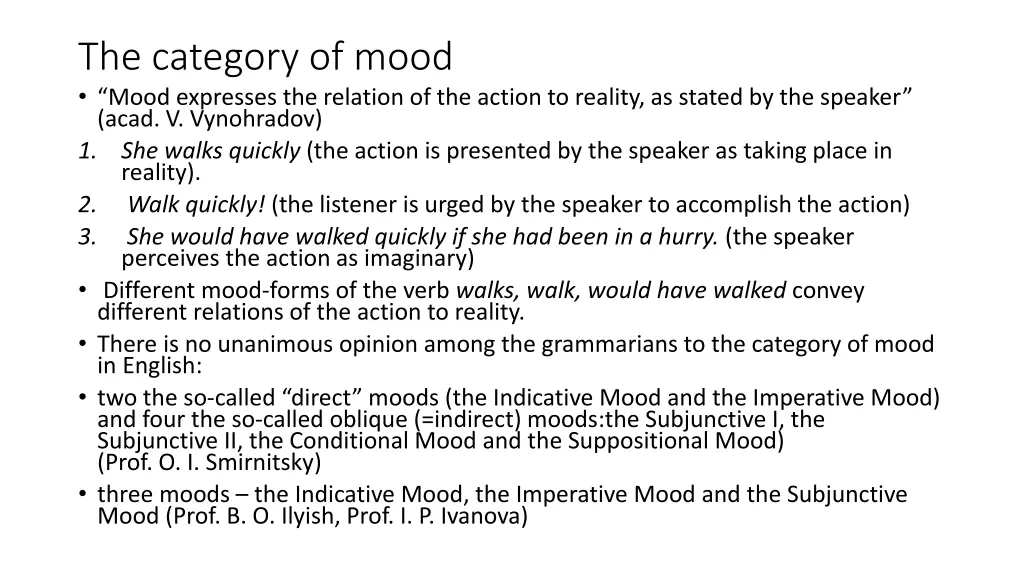 the category of mood mood expresses the relation