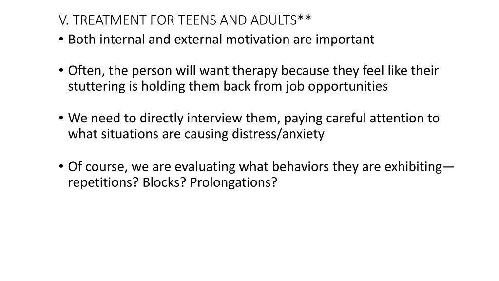 v treatment for teens and adults both internal