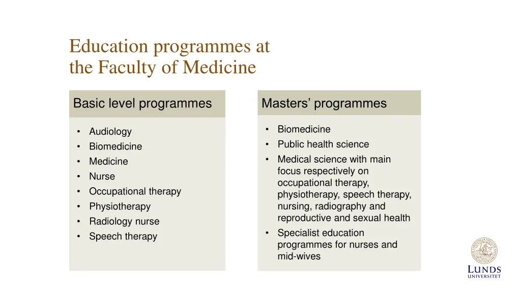education programmes at the faculty of medicine