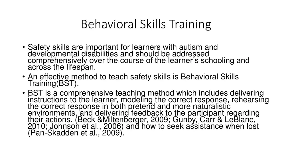 behavioral skills training