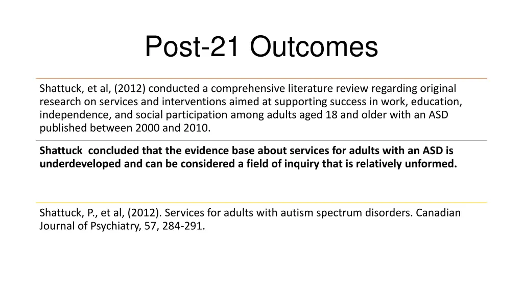 post 21 outcomes 1