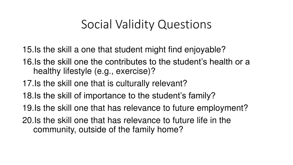 social validity questions 1