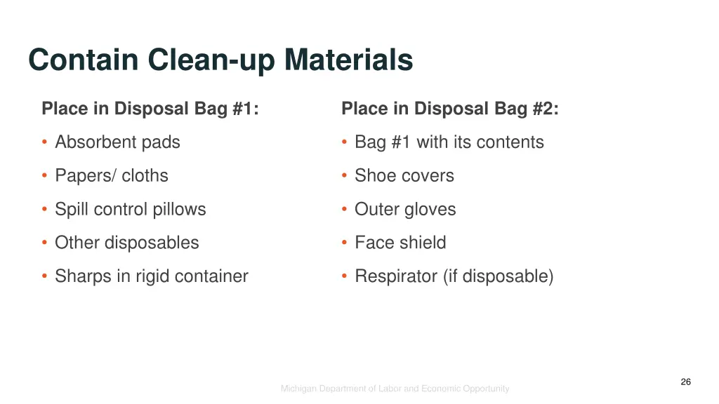 contain clean up materials