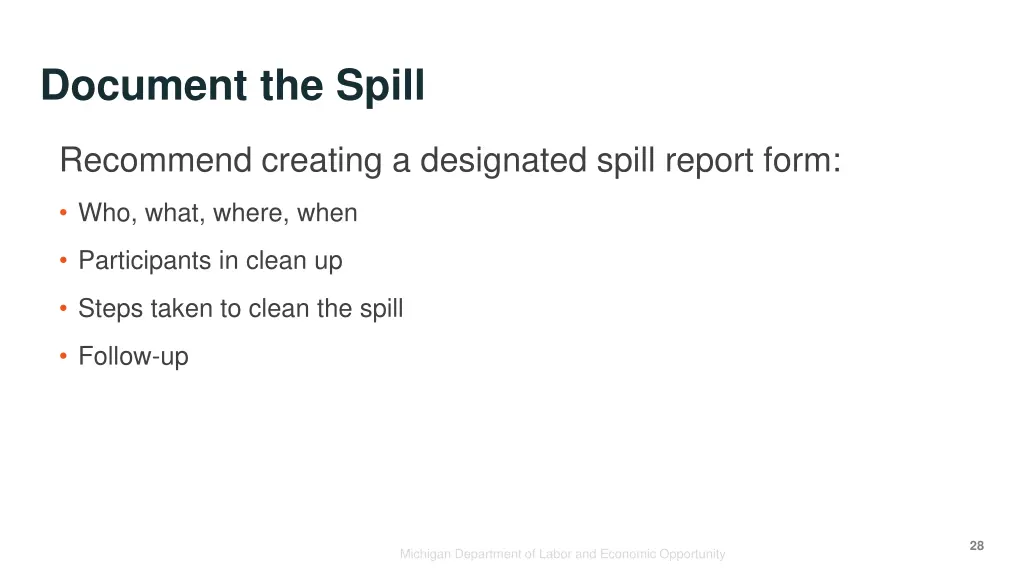document the spill