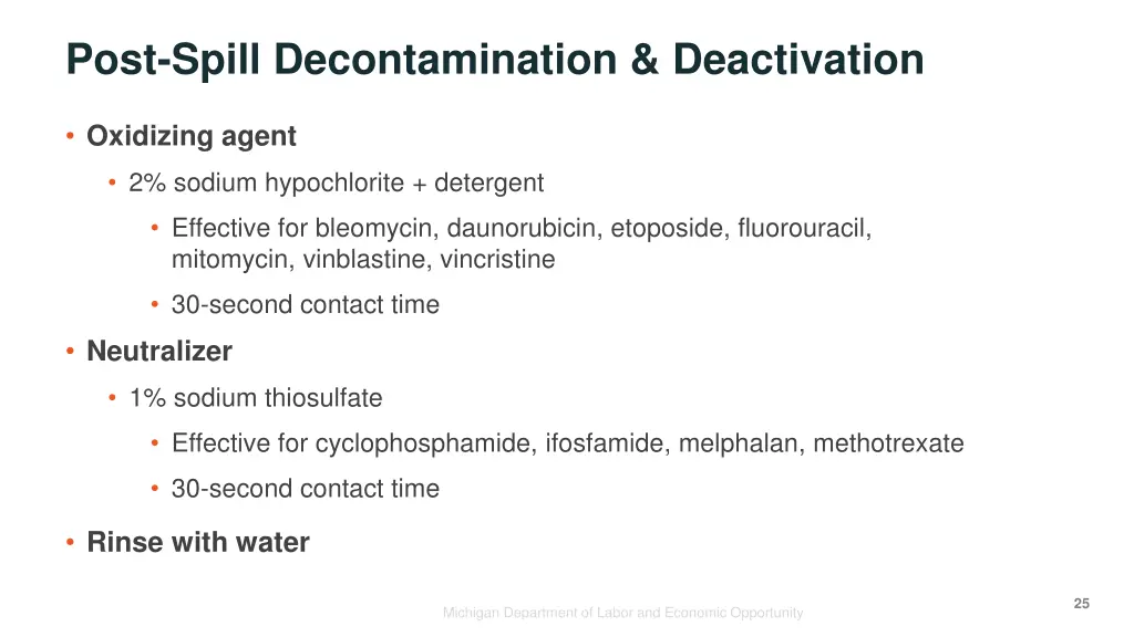 post spill decontamination deactivation