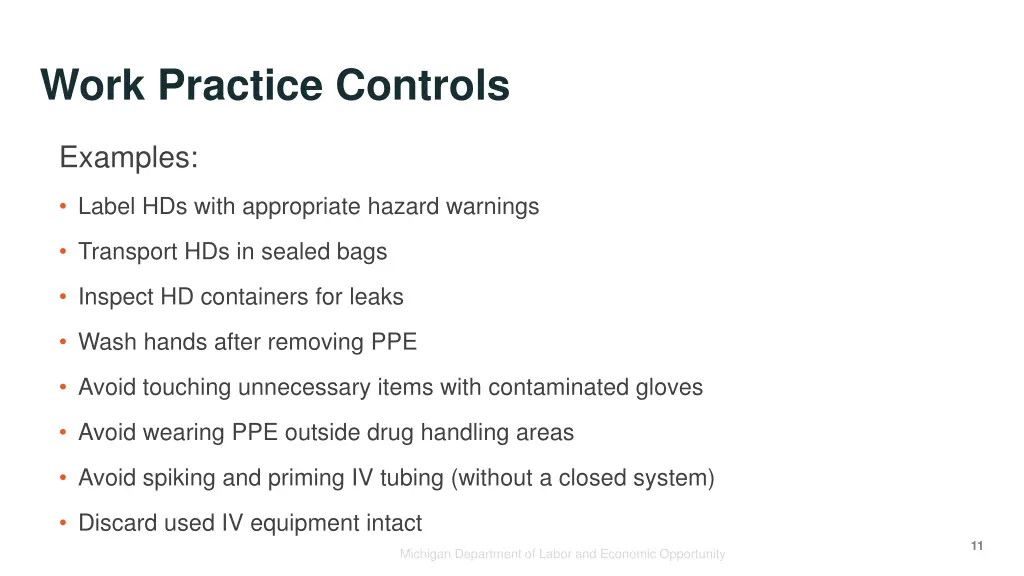 work practice controls