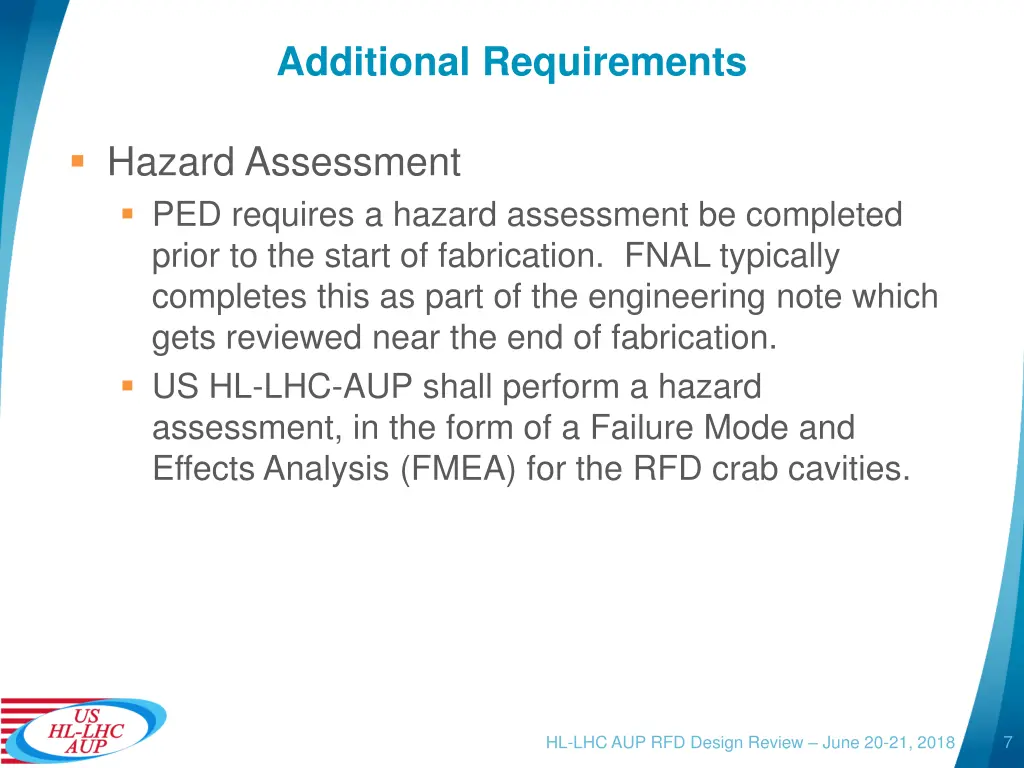 additional requirements