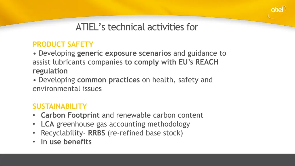 atiel s technical activities for 1