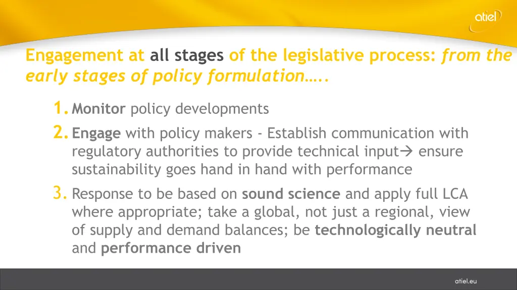 engagement at all stages of the legislative