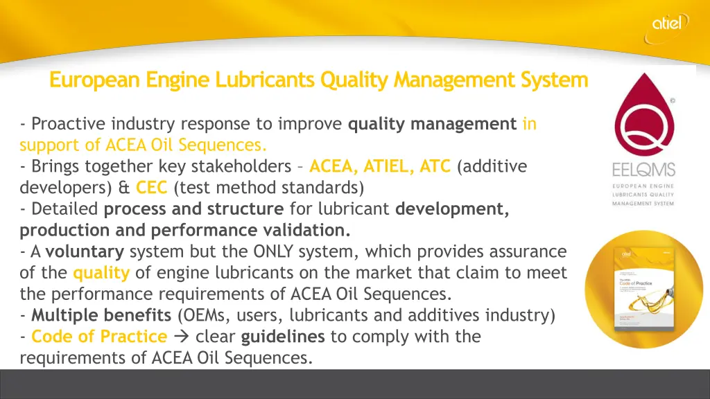 european engine lubricants quality management