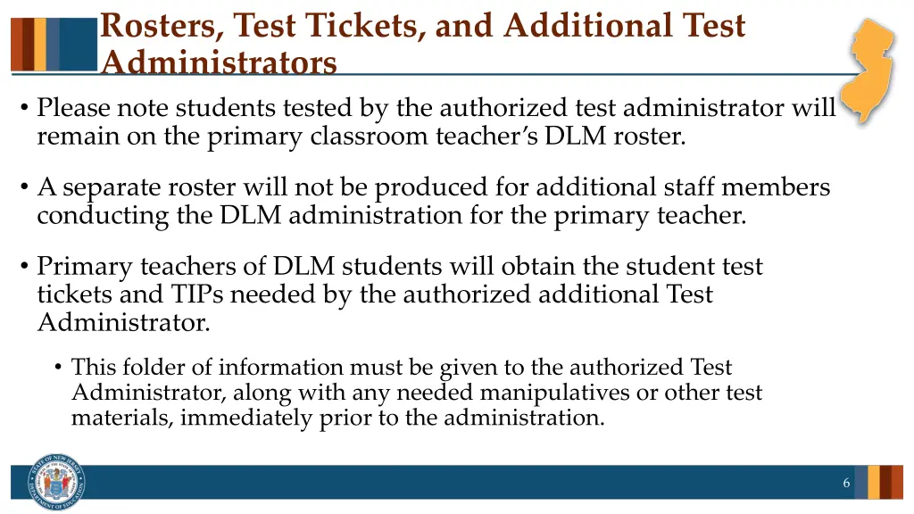 rosters test tickets and additional test