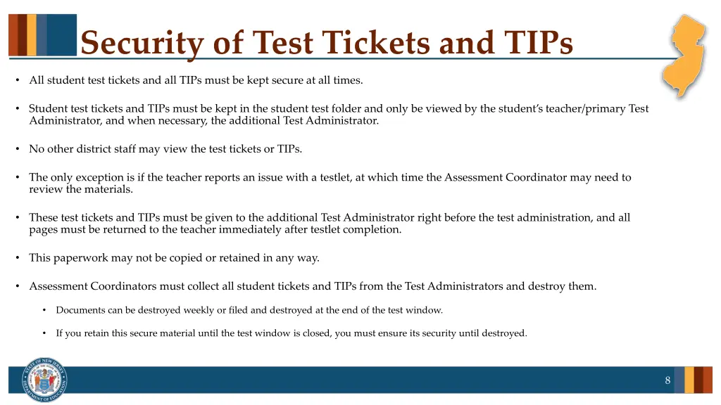 security of test tickets and tips