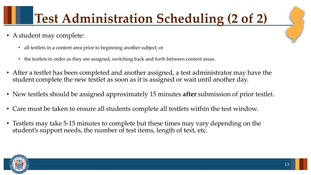 test administration scheduling 2 of 2