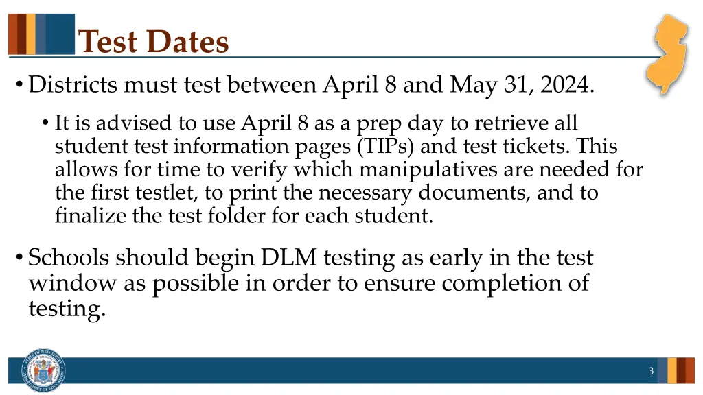 test dates districts must test between april