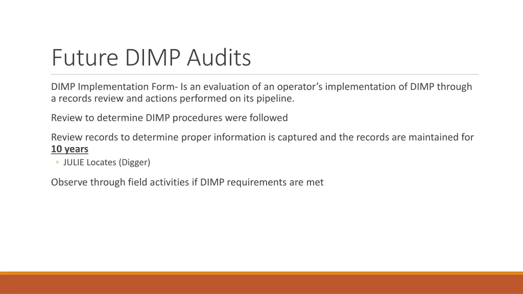 future dimp audits