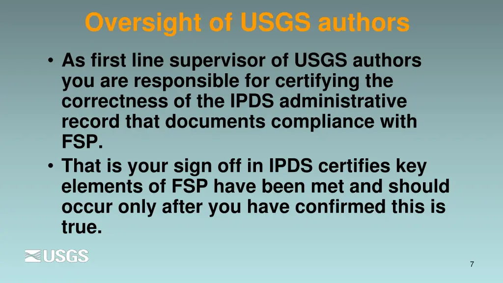 oversight of usgs authors