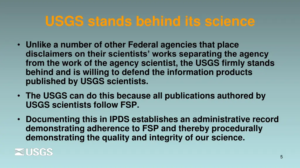 usgs stands behind its science