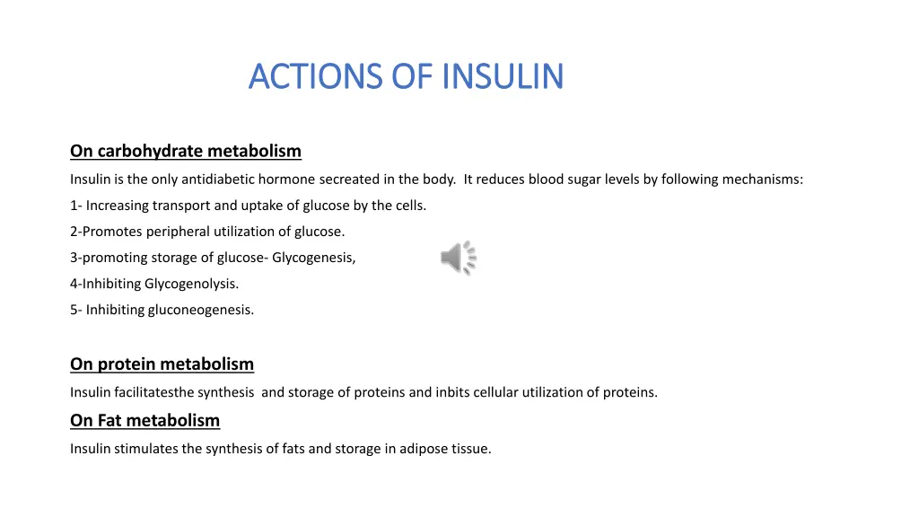 actions of insulin actions of insulin