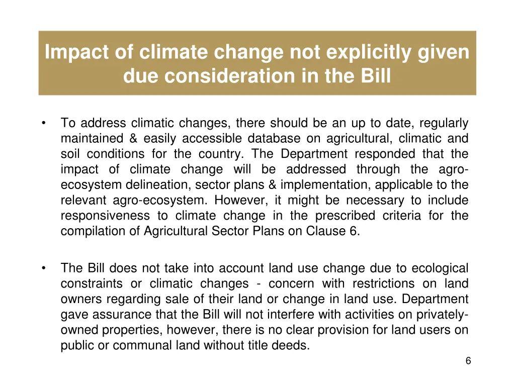 impact of climate change not explicitly given