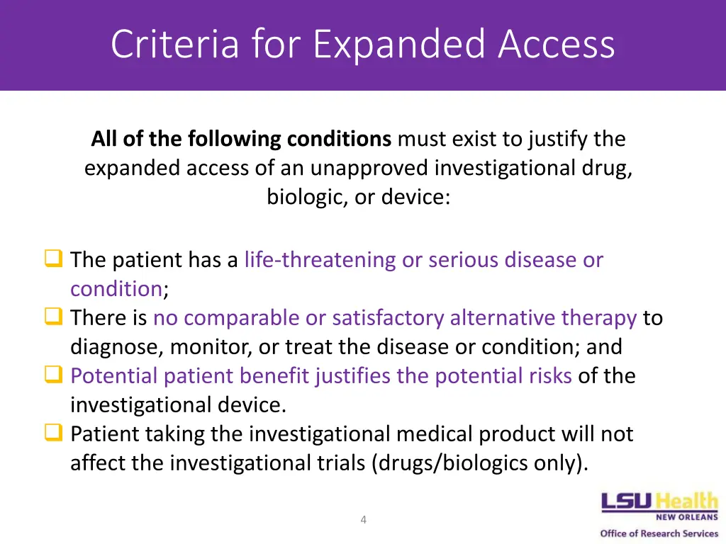 criteria for expanded access