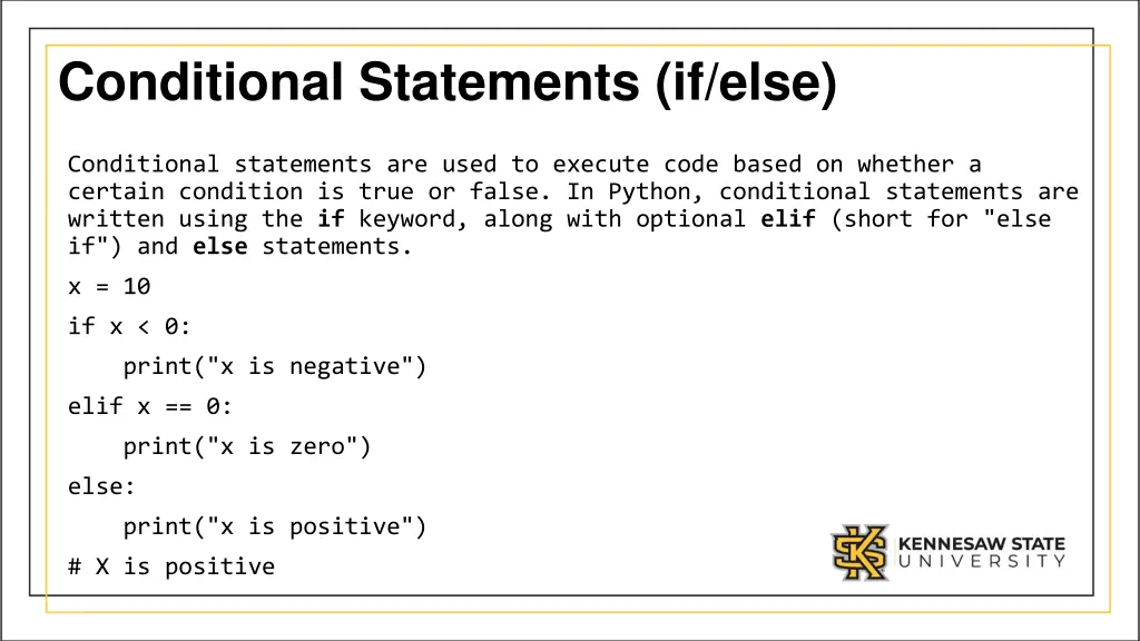 conditional statements if else
