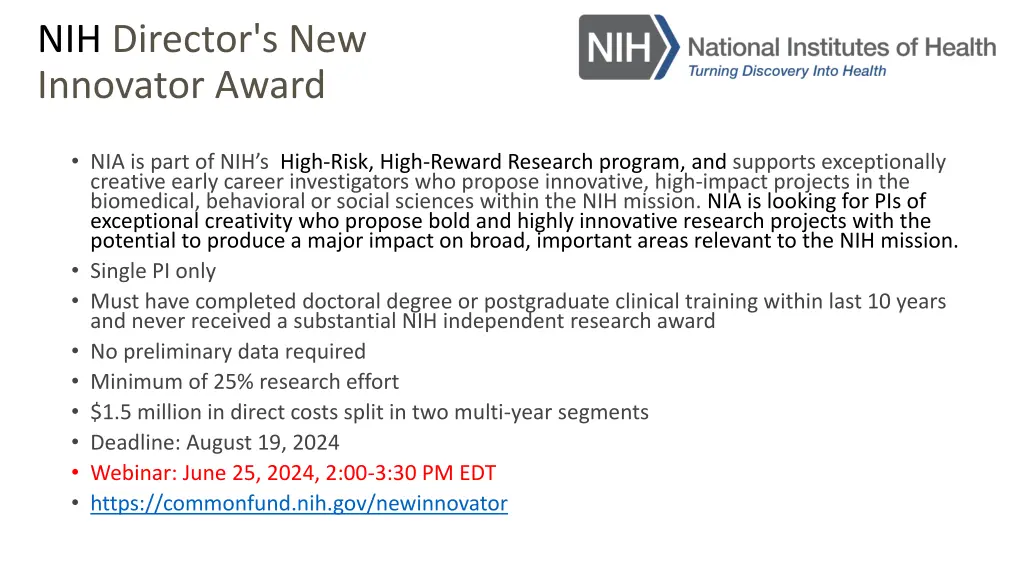 nih director s new innovator award