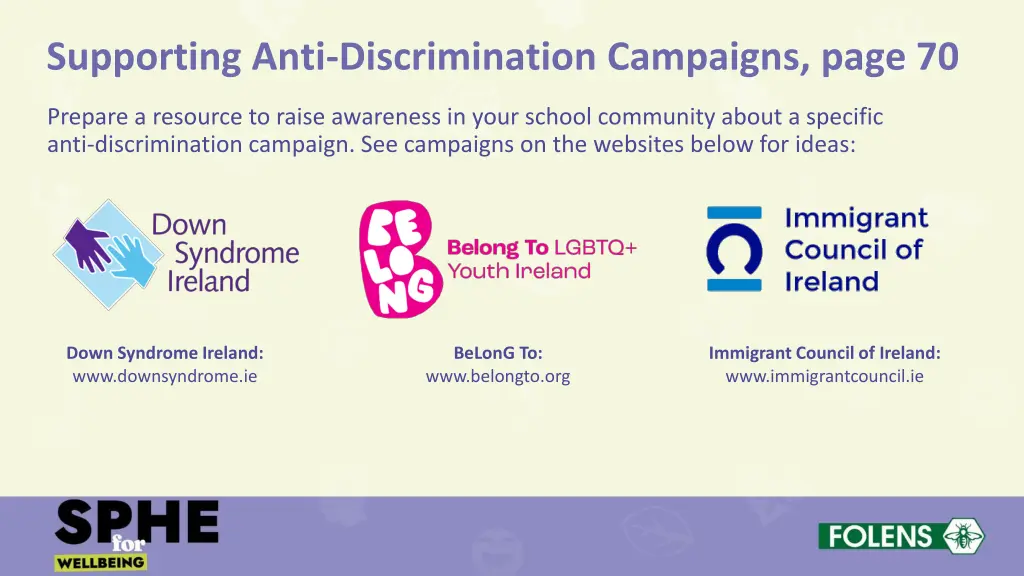 supporting anti discrimination campaigns page 70