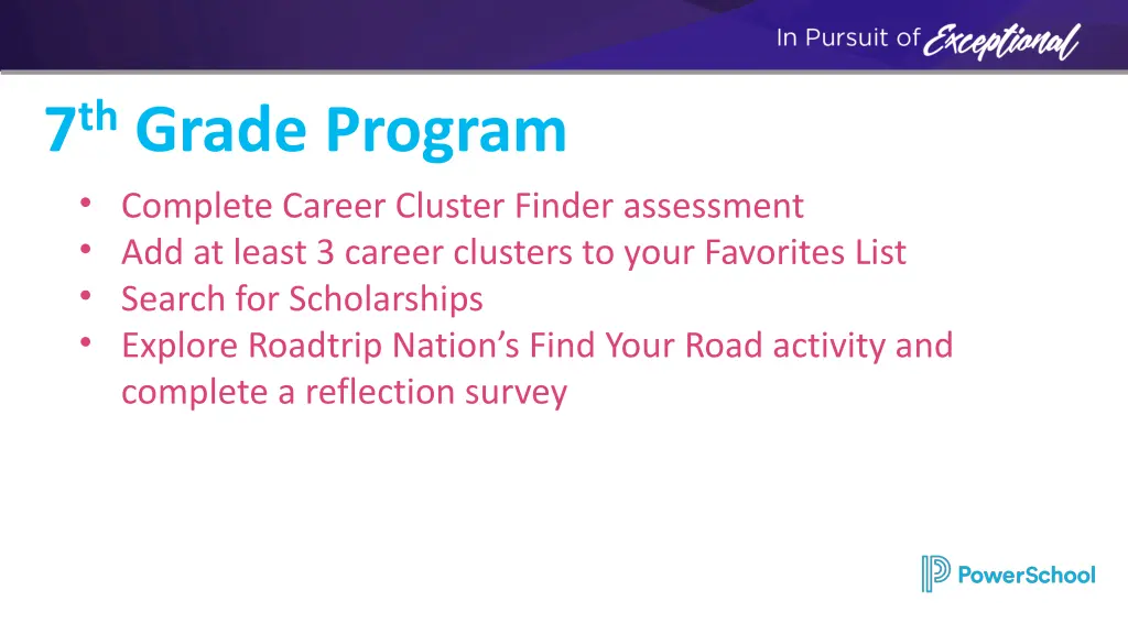 7 th grade program complete career cluster finder