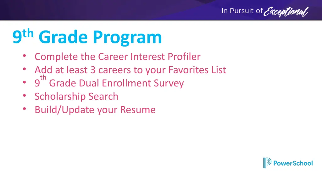 9 th grade program complete the career interest
