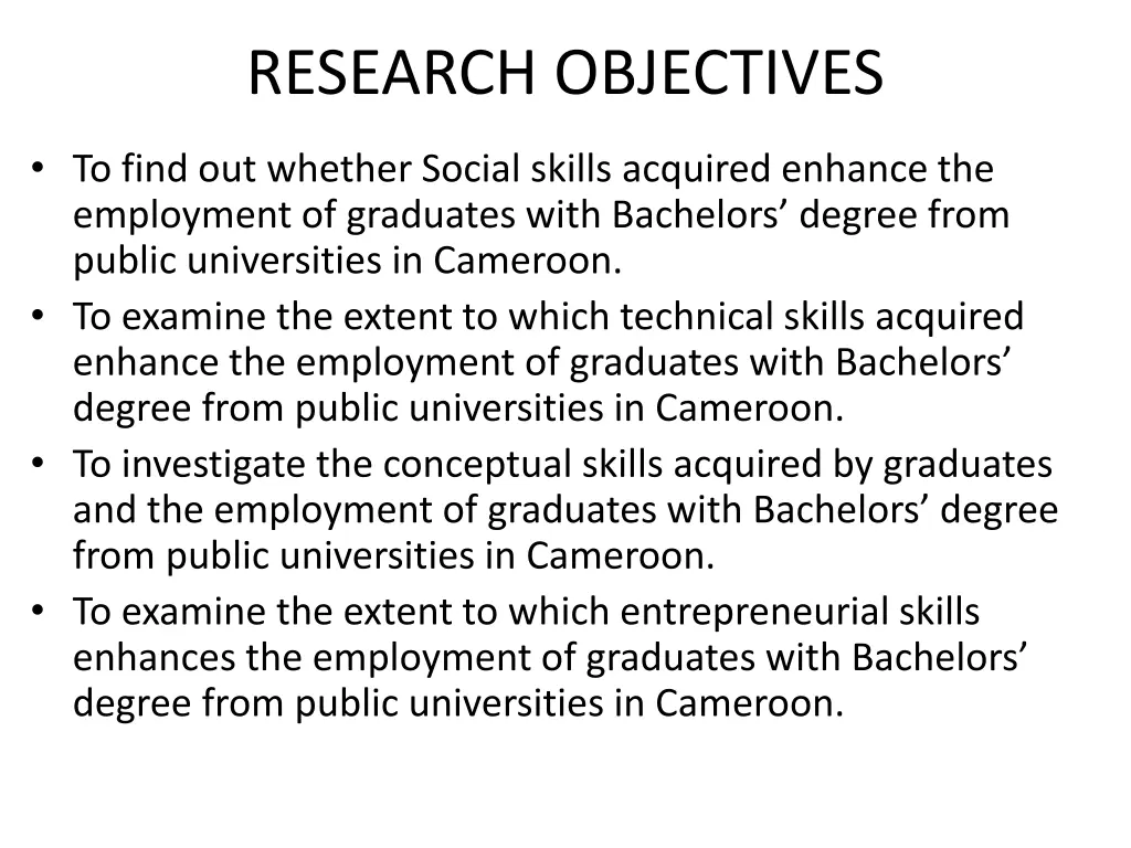 research objectives