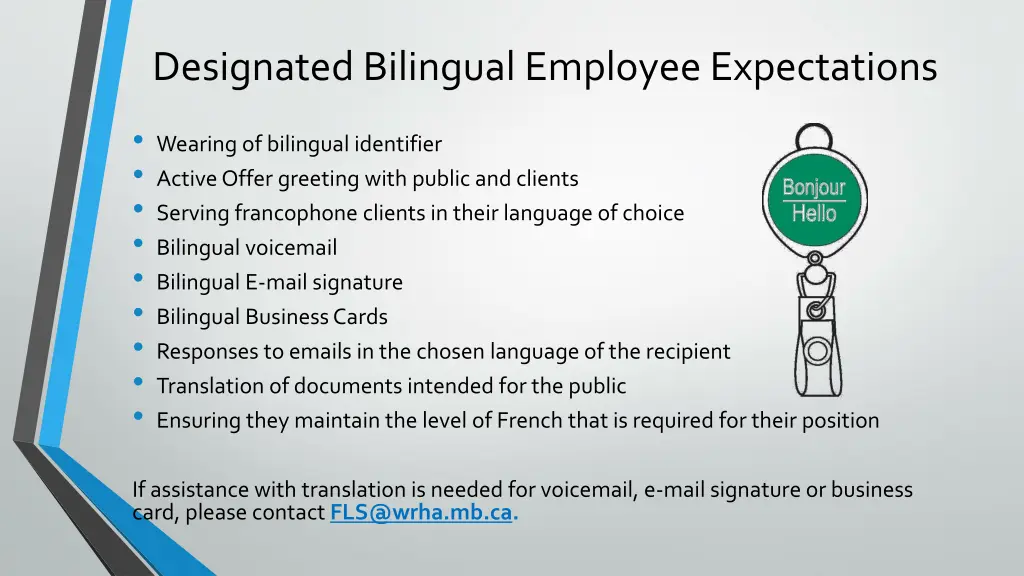 designated bilingual employeeexpectations