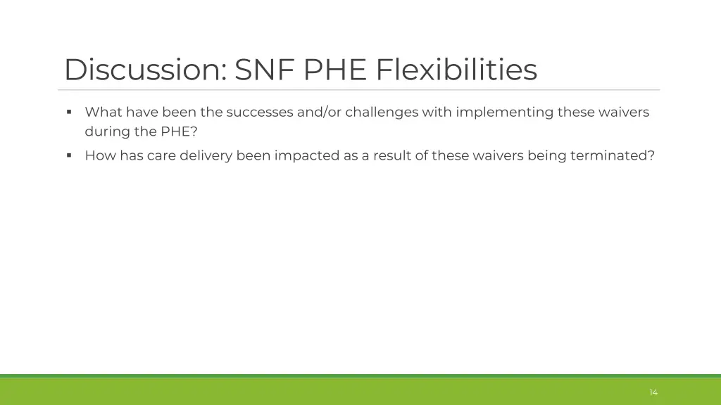 discussion snf phe flexibilities