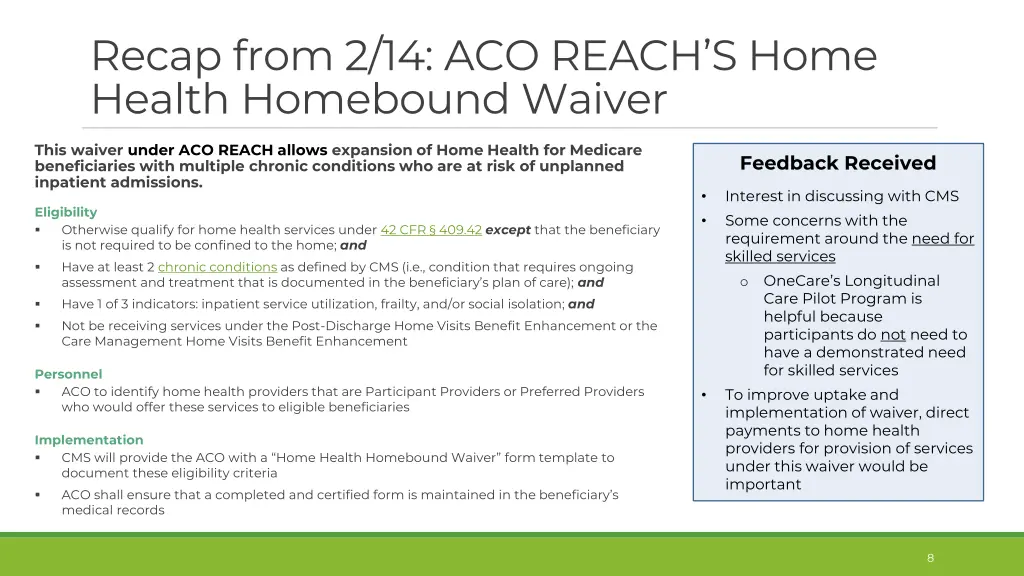 recap from 2 14 aco reach s home health homebound