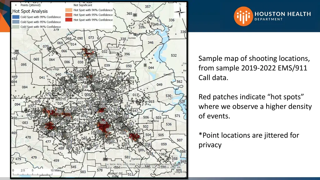 sample map of shooting locations from sample 2019