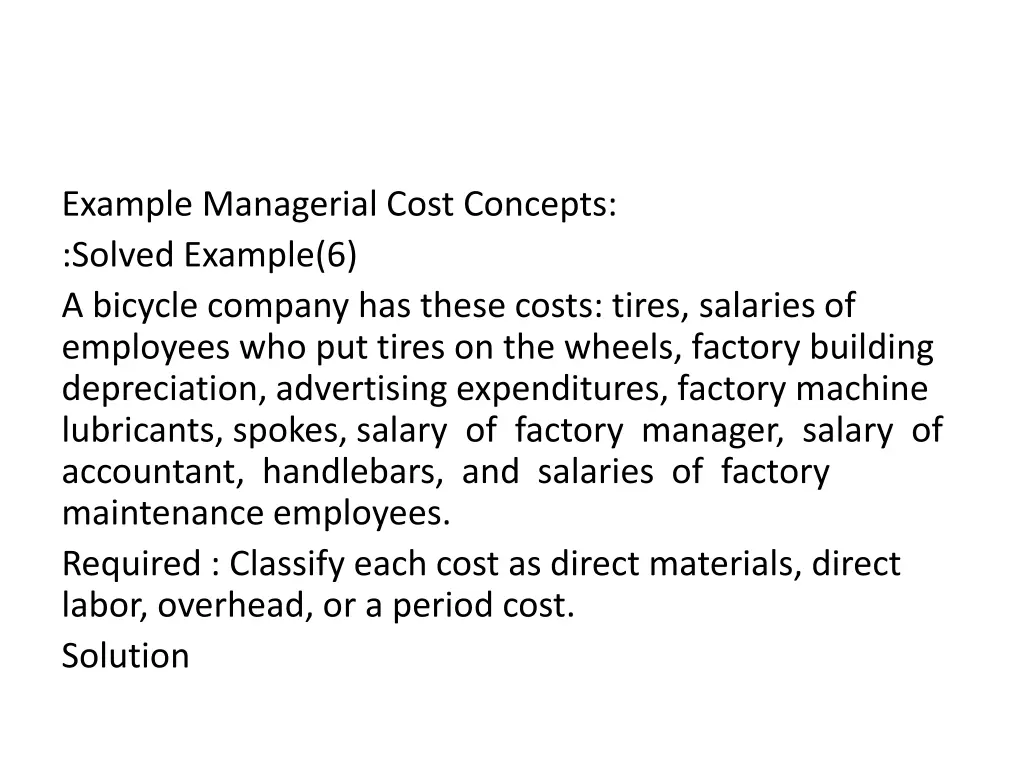 example managerial cost concepts solved example