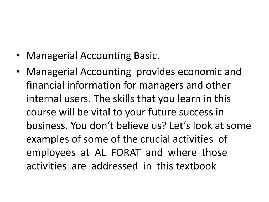 managerial accounting basic managerial accounting