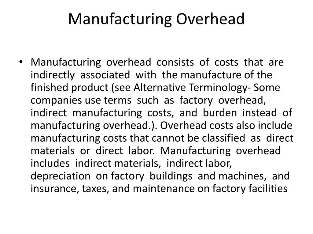 manufacturing overhead