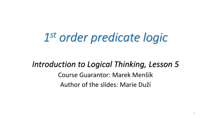 1 st order predicate logic