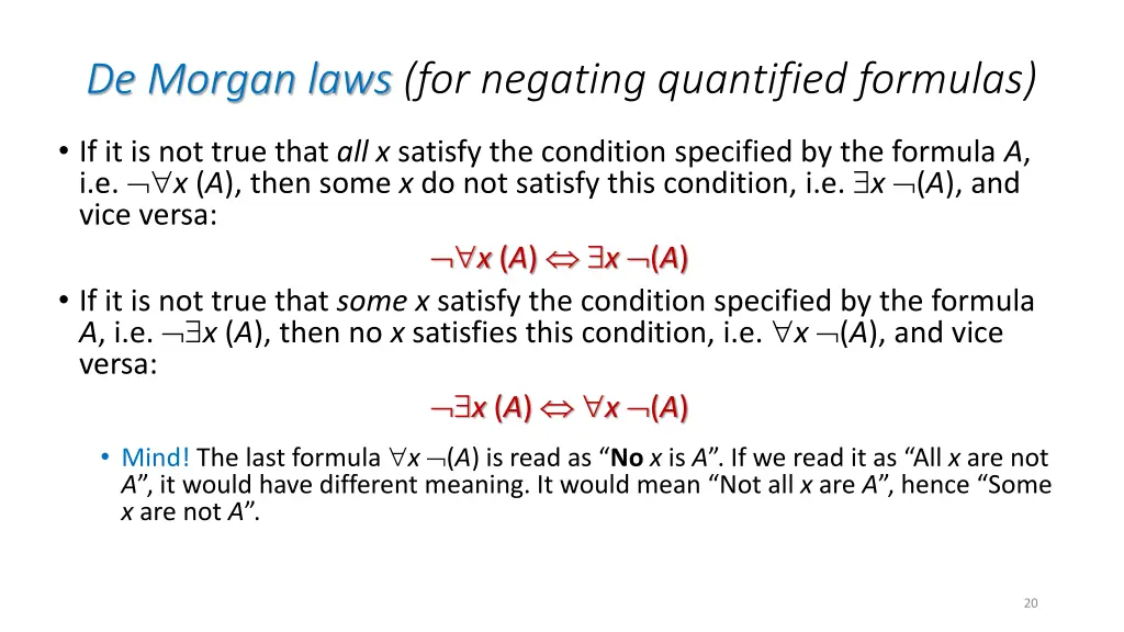 de morgan laws for negating quantified formulas