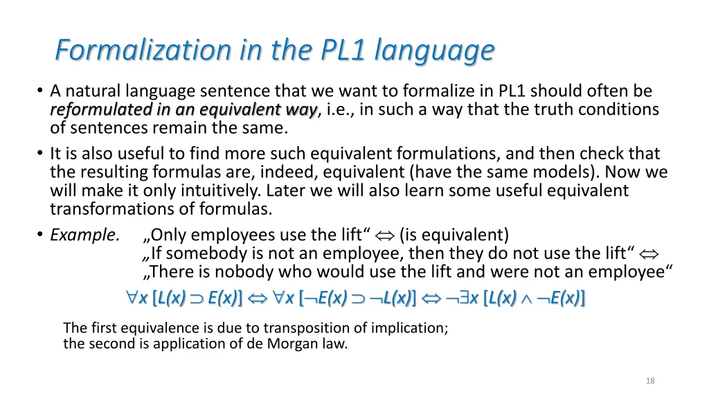 formalization in the pl1 language 1