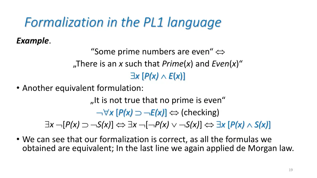 formalization in the pl1 language 2