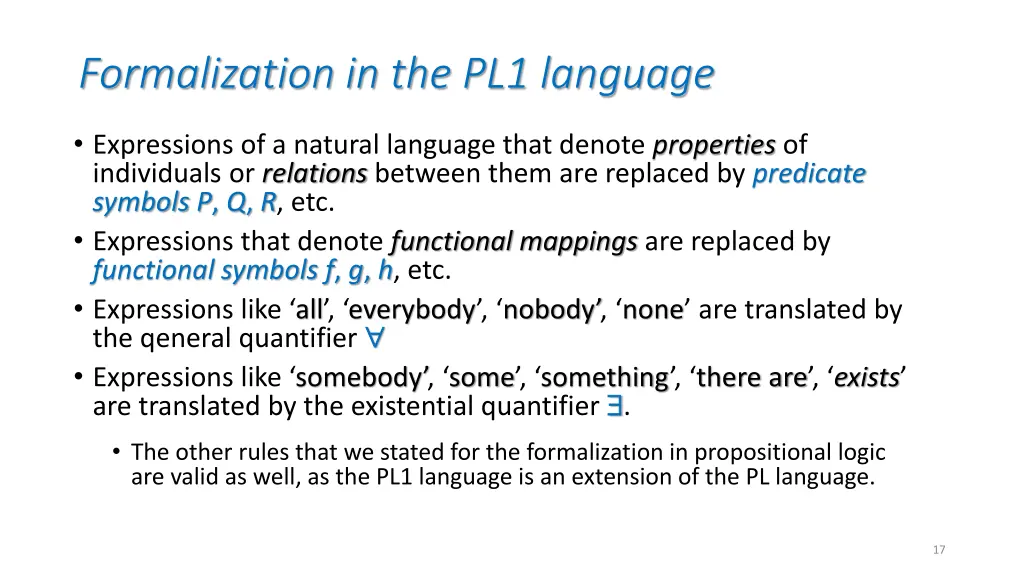 formalization in the pl1 language